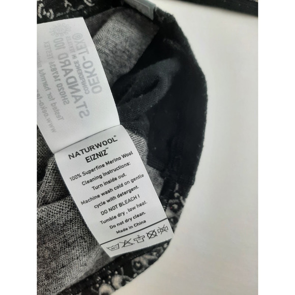 Naturwool Eizniz Women's Black Fair Isle Extra Fine Merino Wool Sweater Top S - Picture 8 of 13